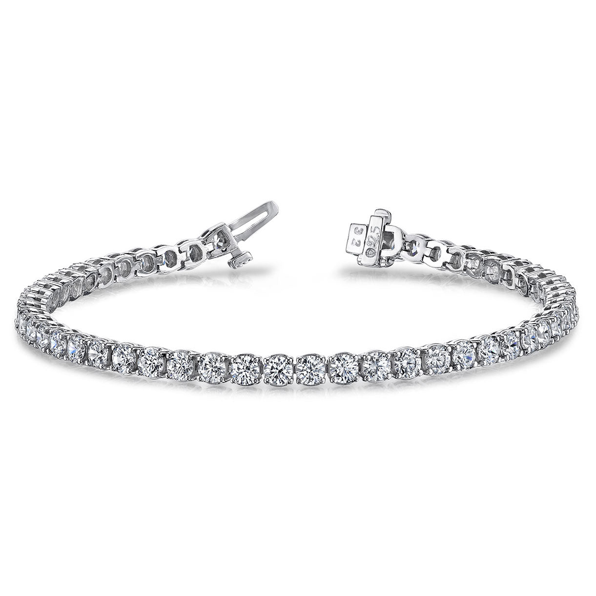 14K White Gold Diamond Tennis Bracelet, 4ct
