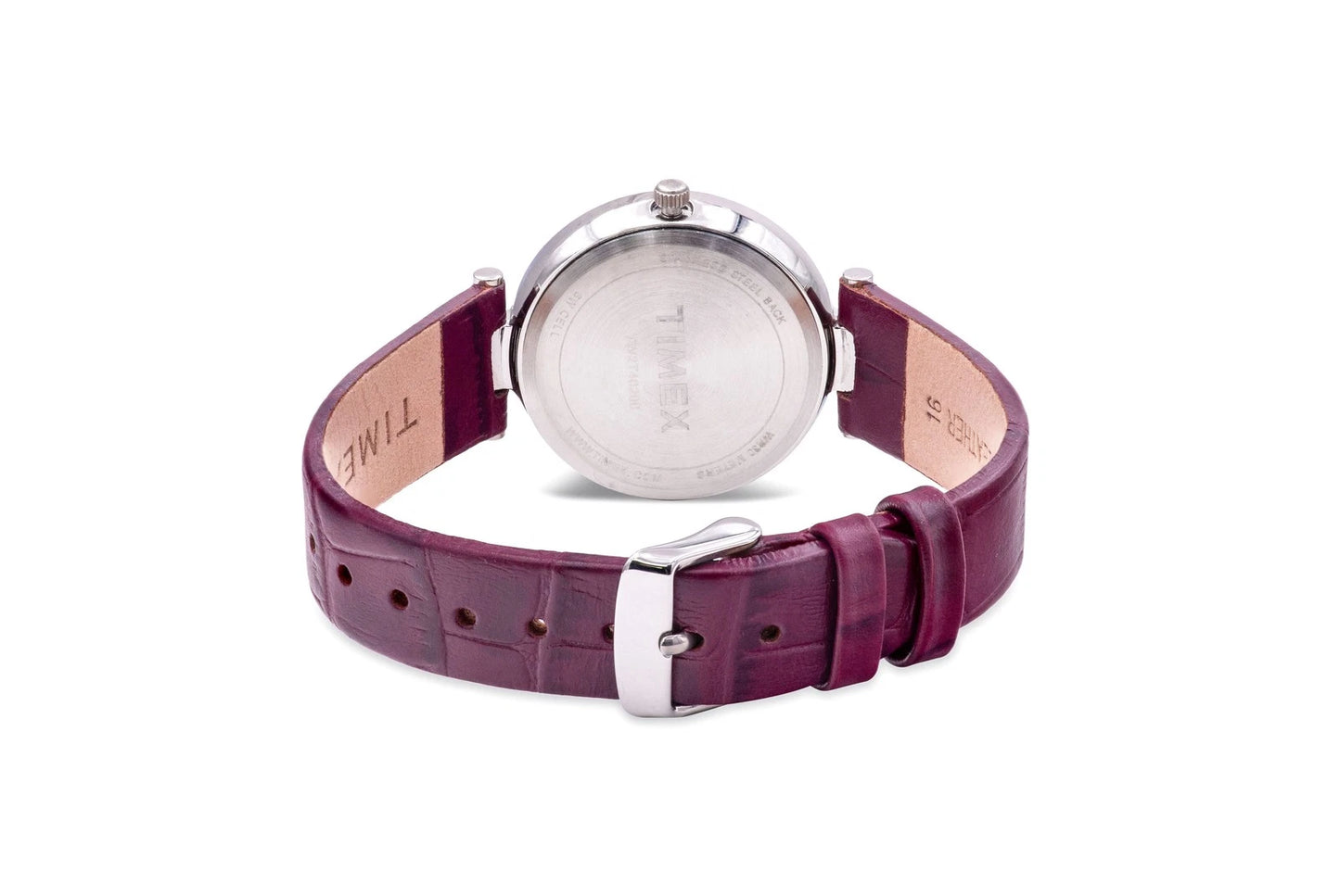 Timex Classic Women’s Quartz Watch Purple Dial Leather Strap TW2T46200