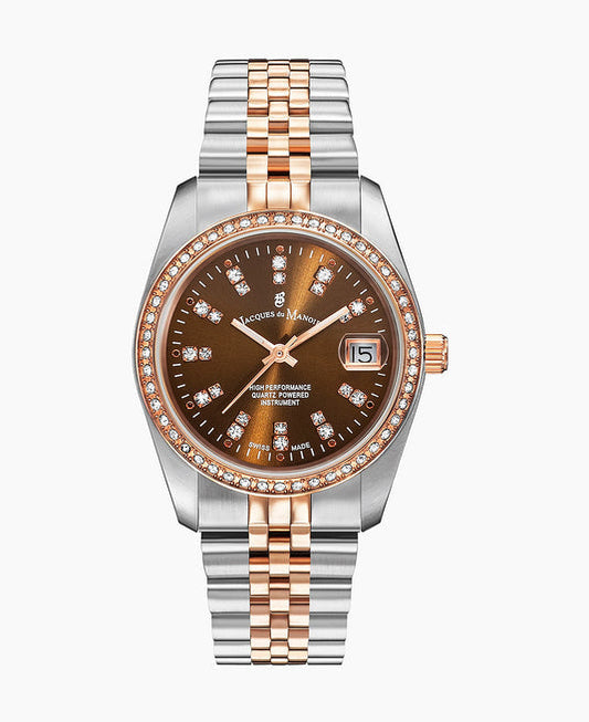 Jacques du Manoir Inspiration 36mm Two-Tone Brown Dial Women’s Dress Watch