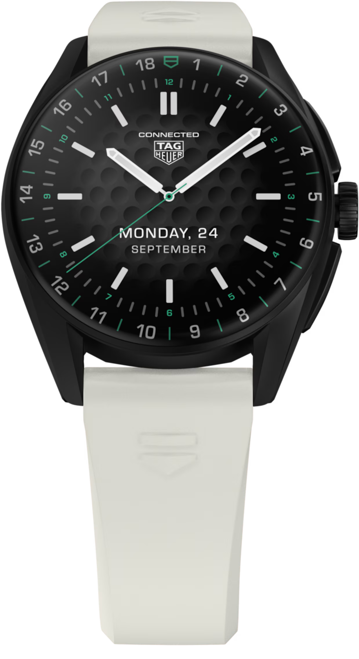 TAG Heuer Connected Calibre E4 Golf Edition Men’s Smartwatch White Rubber Strap SBR80.EB0284