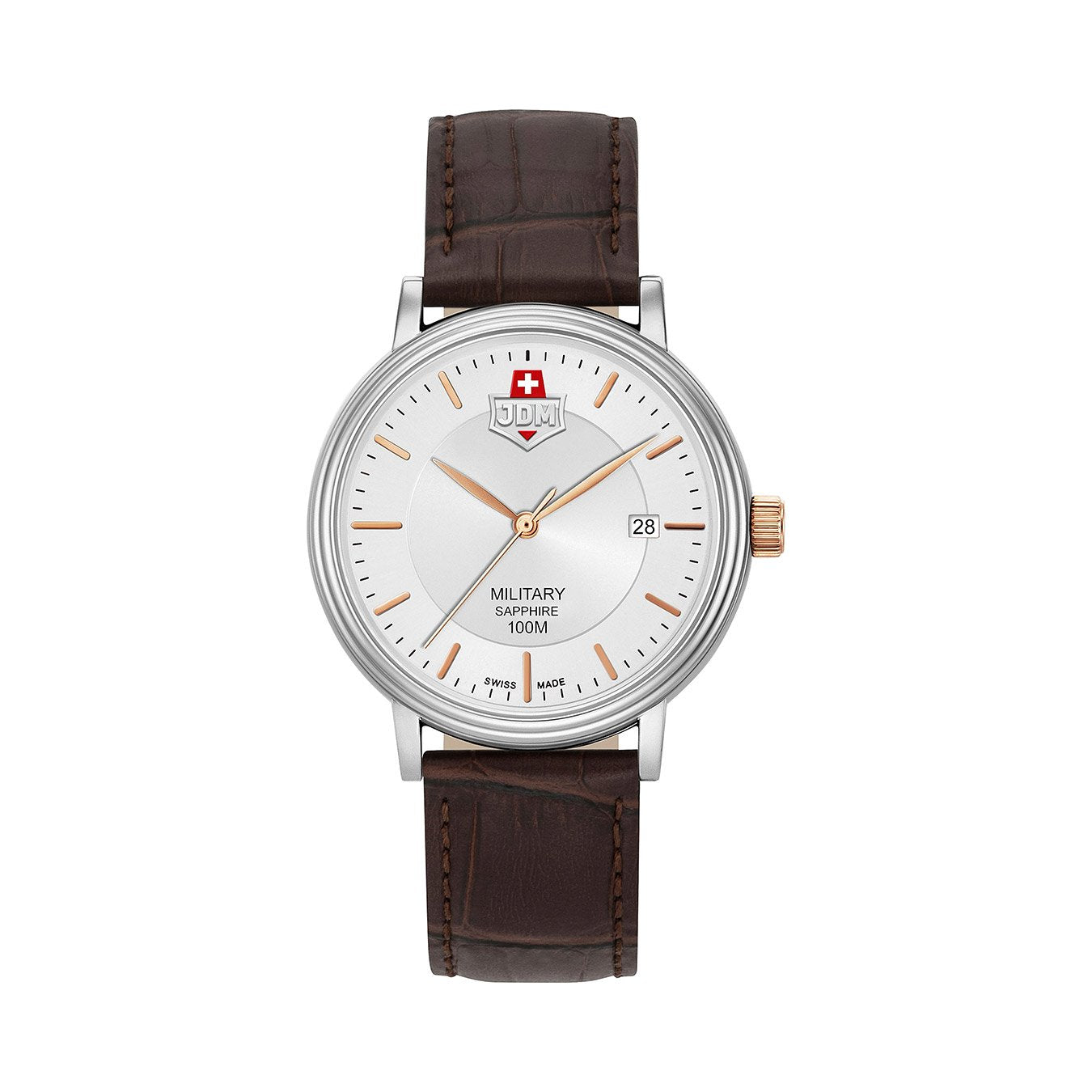 JDM Kilo JDM-WG004-06 40mm Silver Dial Brown Leather Men’s Dress Watch