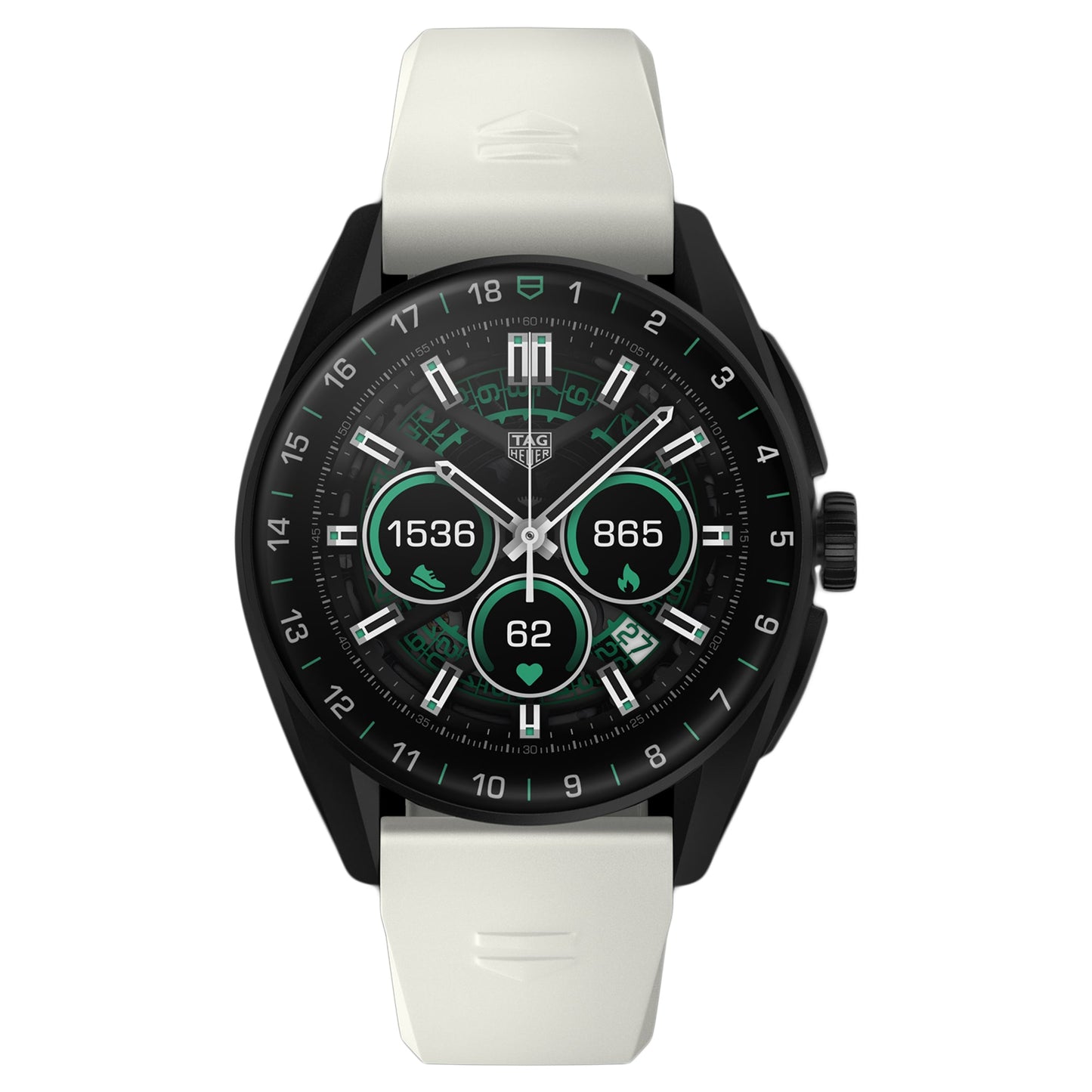 TAG Heuer Connected Calibre E4 Golf Edition Men’s Smartwatch White Rubber Strap SBR80.EB0284