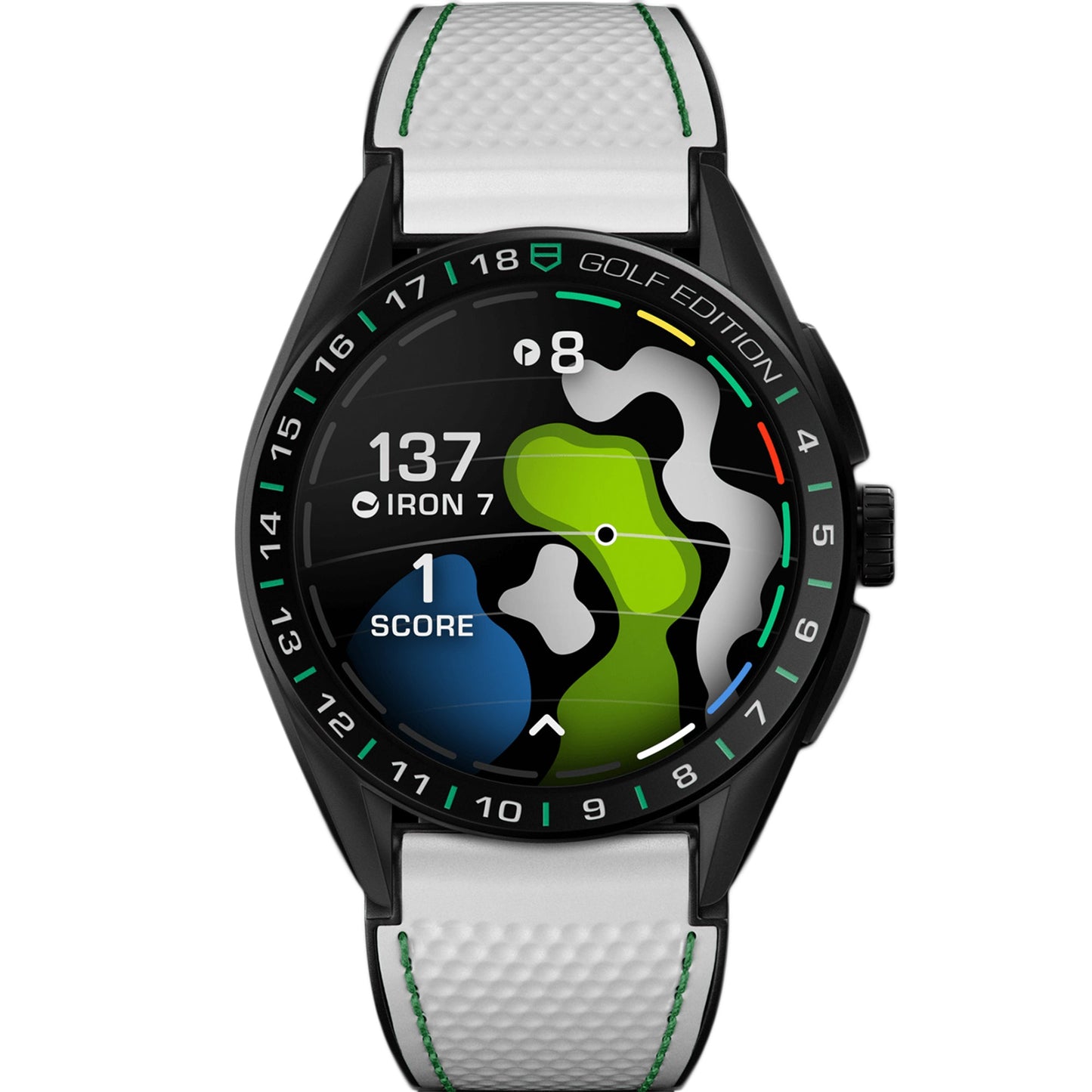 TAG Heuer Connected Calibre E4 Golf Edition Men’s Smartwatch 45mm White Rubber Strap SBR8A81.EB0251