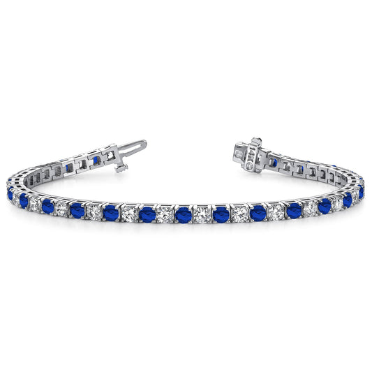 14K White Gold Blue Sapphire Tennis Bracelet, 1.4ct