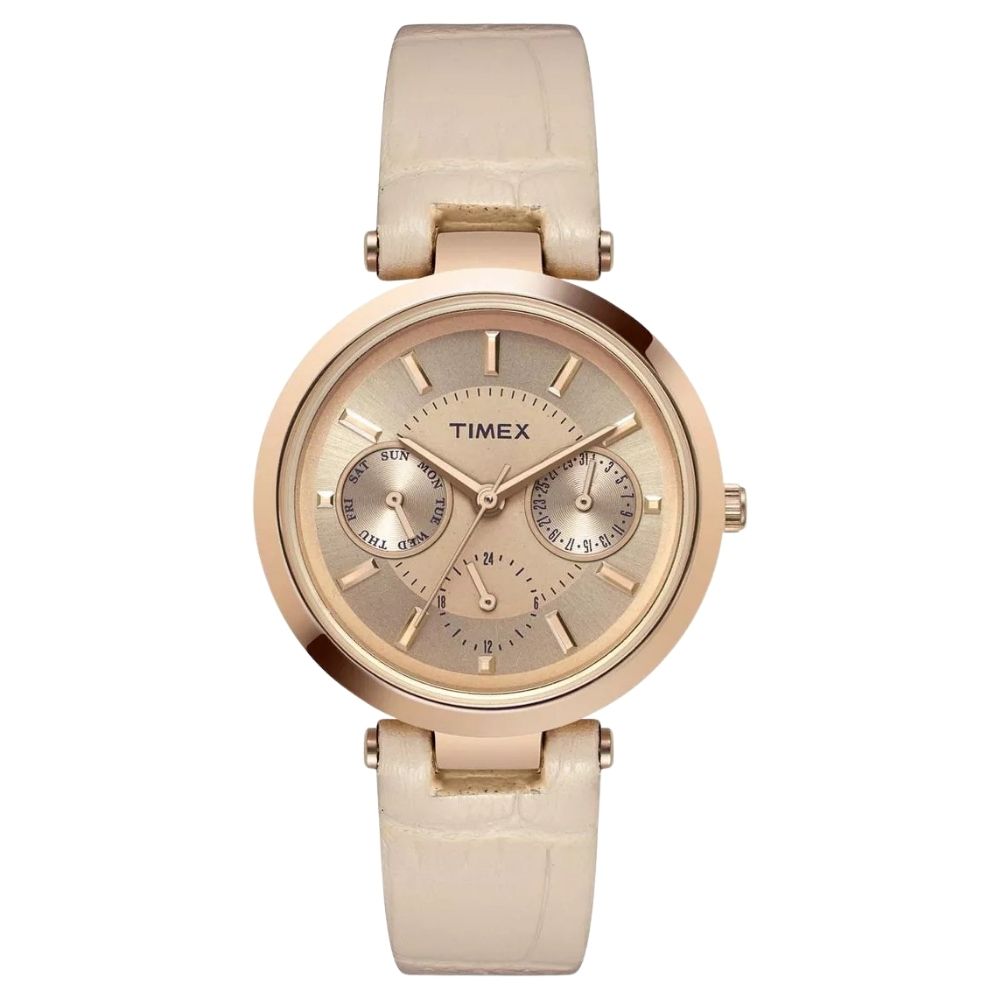 Timex Classic Women’s Quartz Watch Pink Strap Rose Gold Tone TW2T46500