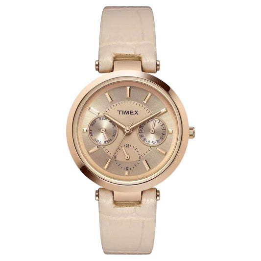 Timex Classic Women’s Quartz Watch Pink Strap Rose Gold Tone TW2T46500