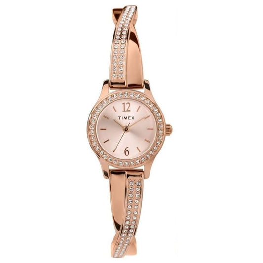 Timex Women’s Trend Rose Gold Dial Watch Crystal Bezel TW2T57900