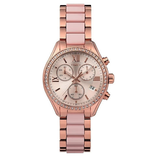 Timex Women’s Analog Watch Rose Gold Tone Alloy Band 38mm TW2V75000